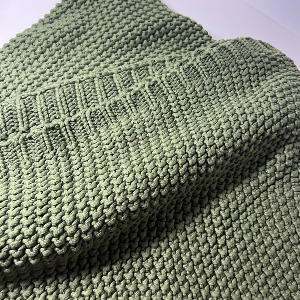 Longhui Bedding Forest Green Chunky Knit Cotton Throw Blanket 66x72 OEKO-TEX